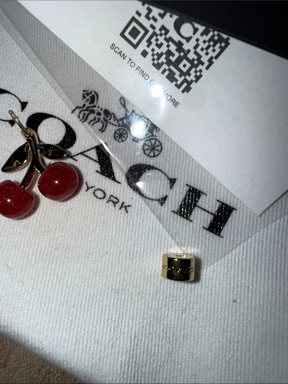 Coach Cherry Enamel Stud Earrings - Red & Green - Picture 3 of 7